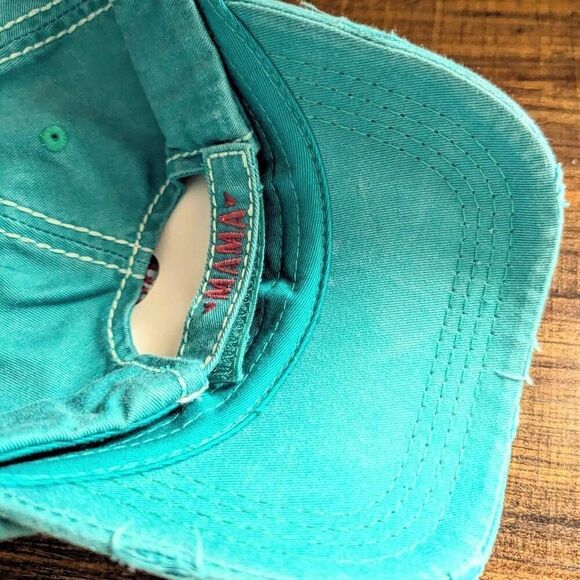 2/$30 Teal Distressed Happiness is Being a Mama Hat - Picture 3 of 5